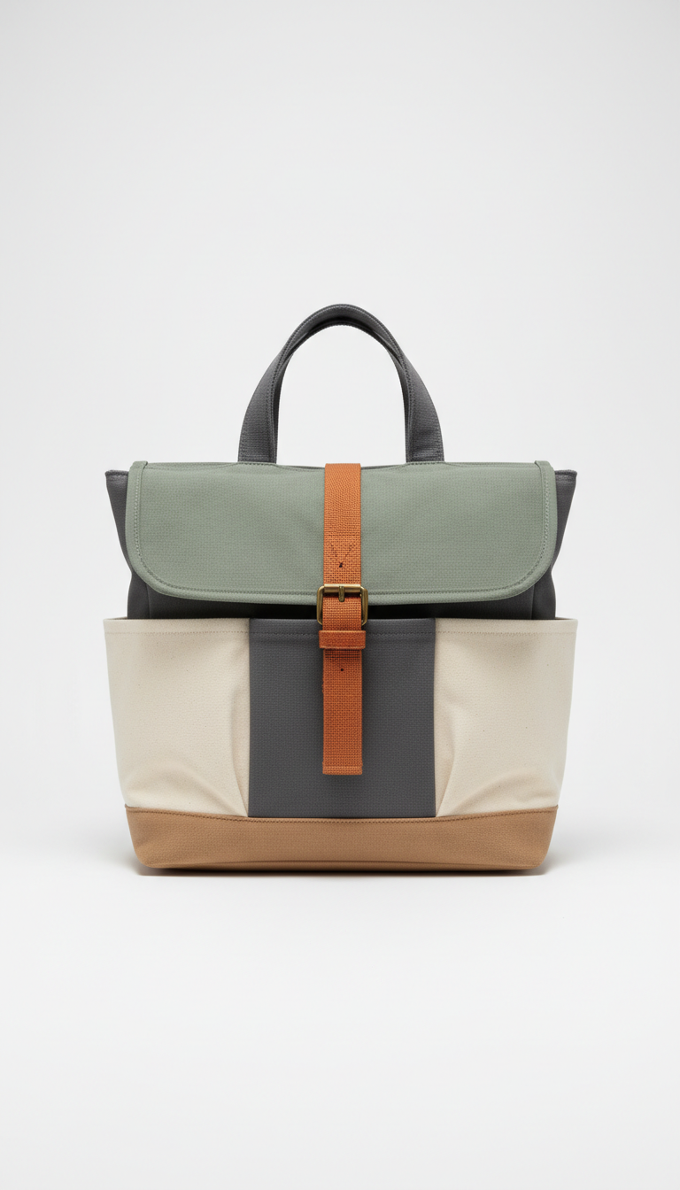 Modular Cotton Canvas Tote with Snap Closure
