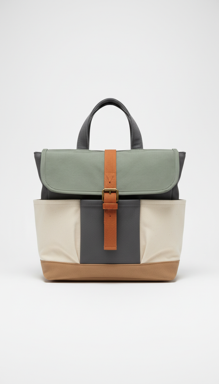 Modular Cotton Canvas Tote with Snap Closure